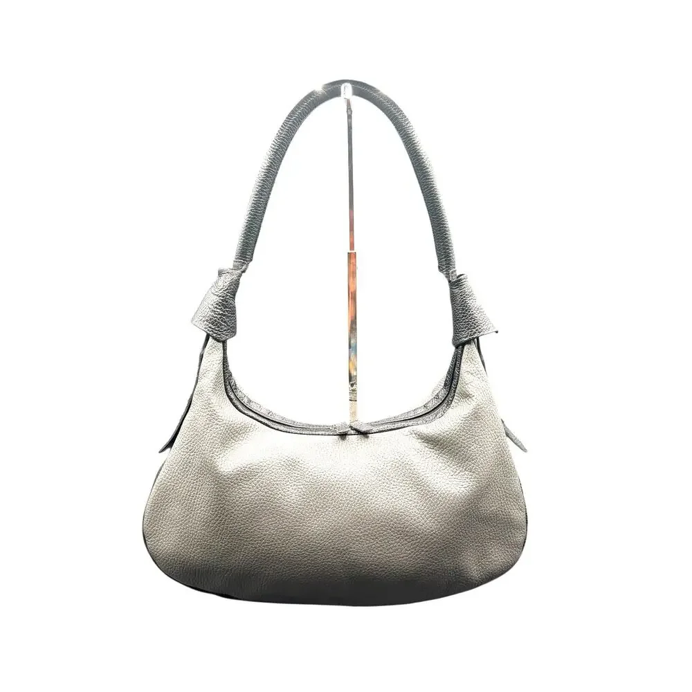 Christina Christi Leather Shoulder Bag Gray Black Handmade in Greece